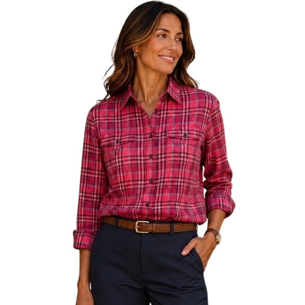 Burberry Brit  Pink Plaid  Nova Check  Shirt Preppy Old Money Classic XS